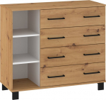 Komoda Meblocross 4SP, ruda/balta