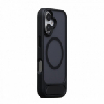 &bdquo;Evelatus&ldquo; kummiga kaetud &bdquo;MagSafe&ldquo; &uuml;mbris jalusega, m&otilde;eldud &bdquo;iPhone 16&ldquo;, must