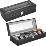 Procase kellakarp 6 sektsiooniga, kellade hoiukarp 6 pesaga, kellade v&auml;ljapanekukarp, kellakarbi organiseerija meestele &ndash; must