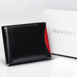 Meeste naturaalnahast rahakott Rovicky, must