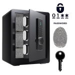 Soomustatud kodu biomeetriline s&otilde;rmej&auml;lgiga seif, 45x38x30 cm, must