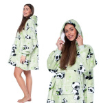 Pusa Tekk Tekipusa 2in1 Oversize Kapuuts Paks Sherpa Roheline pandadega, Universalus