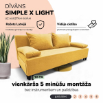 Kahe kohaline lahtik&auml;iv diivan Simple X Light ilma k&auml;etugedeta, Podrez, kollane
