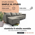 Klassikaline suur nurgadiivan Simple XL Sturis Helehall