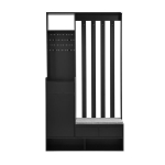 Esiku kapp pehmendatud pingiga ja perforpaneeliga, 4 konksu, must 180&times;100&times;35