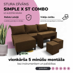 Nurgadiivan lahtik&auml;iv lauaga ja puffidega St Combo, Podrez, pruun