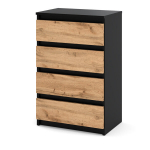 Kummut Hurtownia-Mebli, Must Wotan Tamm, 60 cm, V&auml;ike Loft Moodne Magamistuppa Kapp Rtv