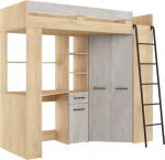 Korrusvoodi Meblocross Floor P 200x80 cm, Tamm / Betoonhall