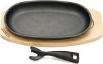 Steikide pann, puidust alusega malmpann 24x14 cm HR-YT-995, COOKING BY HEINNER