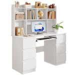 Valge kirjutuslaud 6 sahtliga, riiulid, t&ouml;&ouml;ruum