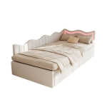 Laste &uuml;ksikuvoodi, &otilde;hupuhutav diivanvoodi, beež, sametkangas, 90 x 200 cm