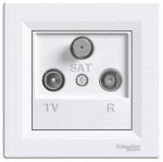 Schneider Electric Asfora TV/R/SAT l&auml;biv&uuml;hendusega pistikupesa, 4 dB, valge