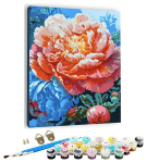 Numbrite j&auml;rgi maalimine &ndash; pilt, v&auml;rvid, pintslid, komplekt - Peony flower
