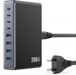 Mitmelaadija, 200W, 8 pesa, GaN III, PD 65W