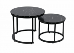 Kohvilaudade komplekt Paolo Duo, &oslash;53x45 / &oslash;43x35 cm, musta marmori v&auml;rv.