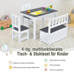 Laste laud 3 tooliga, valge/hall v&auml;rv