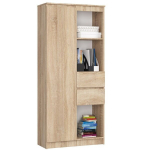 Kontori raamaturiiul R15 R80 1D 2SZ Sonoma &ndash; 80&times;180 cm riiuli&uuml;ksus ukse ja sahtlitega