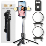 LIVMAN B12S - multifunktsionaalne selfipulk ja statiiv puldi ja LED-valgustusega, 1,1m