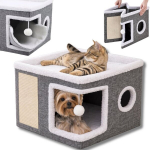 ZAXER kokkupandav kahekorruseline kassimaja voodi ja kraapimislauaga