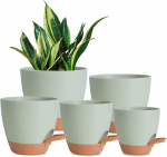 Plastikust lillepotid isekastmisega, 5-7 tolli, rohelised