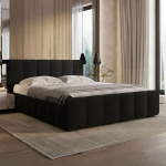 Voodi SILVESSA + Madrats SAPNAS 2 XL|120x200|Must|Veluur
