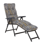Aialamamistool terrassile &bdquo;Lena Lounger Black Edition&ldquo; reguleeritava seljatoe, jalatoe ja polsterdatud istmepadjaga
