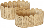 Luksuslikud laineliste servadega vitstest korvid, 40 x 25 x 18 cm, naturaalsed - 2 tk.