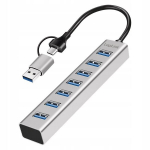 Logilink Usb 3.0 jaotur 7x Usb-a, 5 Gb/s, 2-in-1 Usb-a/usb-c, h&otilde;bedane