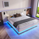 Polsterdatud voodi 180x200 cm LED peatsiga ja USB
