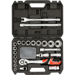 Yato padrunv&otilde;tmete komplekt YT-12662 24 tk 1/2 inch CrV 6140 72 hammast As-Drive pikendused Must