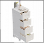 Kitsas vannitoakapp, valge sahtlitega riiul, Skandinaavia riiul