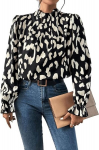 Elegantne Satsidega Naiste Pluus Gorglitter M, Must Ja Valge, M