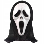 Hirmus Halloweeni Scream mask kapuutsiga Ghostface universaalne suurus valge/must