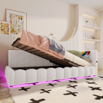 P&auml;evavoodi 90x200 LED-i, USB ja h&uuml;draulilise hoiukastiga, valge