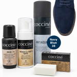 Komplekt (4-&uuml;hes) naturaalsele seemisnahale ja nubukile Coccine&reg; (puhastus + v&auml;rvitaastus + kaitse), tumesinine