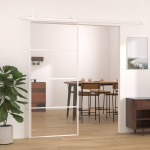 vidaXL liuguks, ESG-klaas ja alumiinium, 90 x 205 cm, valge