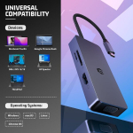 Usb c adapter, usb c hub, multifunktsionaalne dokkimisjaam, 6 in 1 usb c hub hdmi, vga, usb a, usb 2.0, sd/tf kaardilugejaga, &uuml;hildub mac, windows ja ios s&uuml;steemi s&uuml;learvutitega