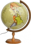 Valgustatud poliitiline maakera 32cm puidust statiiv ja ajav&ouml;&ouml;nditega