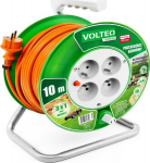 Volteo trumliga pikendusjuhe, 10m, 4 pistikupesa, oranž