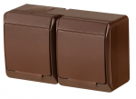 Elektro-plast Hermes 2 pistikupesa Schuko, Ip44, pruun