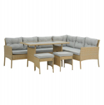 &Otilde;uem&ouml;&ouml;bli komplekt Garden Line Berno nurgeline rotangdiivan, 6 istekohta, beež hallide patjadega