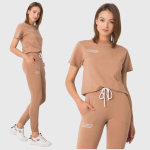 Naiste puuvillane vabaajakomplekt Fashion, pruun