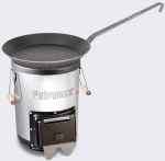 Laagripliidi komplekt Petromax RF33-SET-SP24 rakettpliit + 24 cm sepistatud rauast pann T&otilde;hus puuk&uuml;ttega &otilde;ues toiduvalmistamine