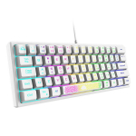 Juhtmega RGB klaviatuur K61, 60 %, 62 klahvi, ergonoomiline, valge