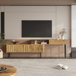 Televiisorialus marmori ja puidumustriga, rauast jalad, 100x40x50cm 1 tk