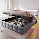 Polsterdatud voodi 180x200 cm, LED, samet, hall