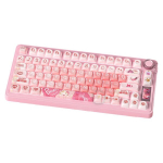 S75 PRO juhtmeta mehaaniline klaviatuur TFT-ekraani ja reguleerimisrattaga, armsate motiividega klahvikattedega (Big Bud Candy + Peach Pink)