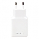 Adapter DELTACO USBC-AC200 45W kahekordne USB-C PD &otilde;huke valge