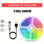 Kaunista Oma Kodu LED RGB 5050 Ribavalgustusega, TV Taustavalgus USB RGB Lindiga, V&auml;rvimuutusega LED Riba 44-klahvilise Puldi ja 3 Klahvi Kontrolliga Pidulikele &Uuml;ritustele., 6,56 pėdų //2 metras