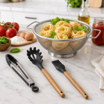 Pasta valmistamise komplekt - kurn + pastalusikas + pastapintsel + tangid